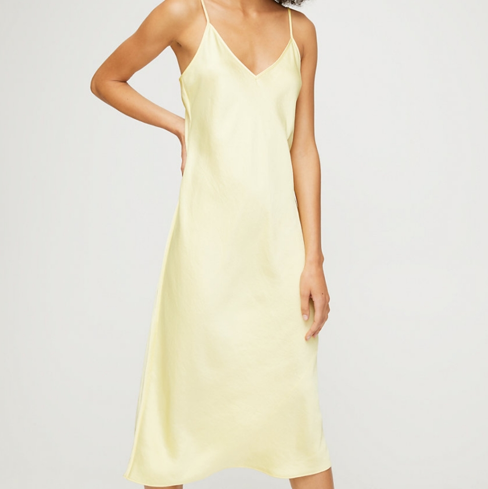 Aritzia Wilfred yellow slip dress